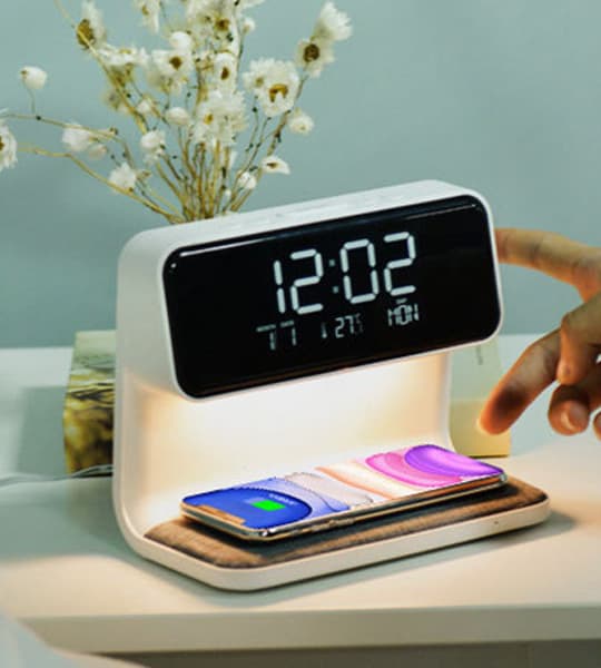Digital Alarm Clock with Wireless Charging Pad